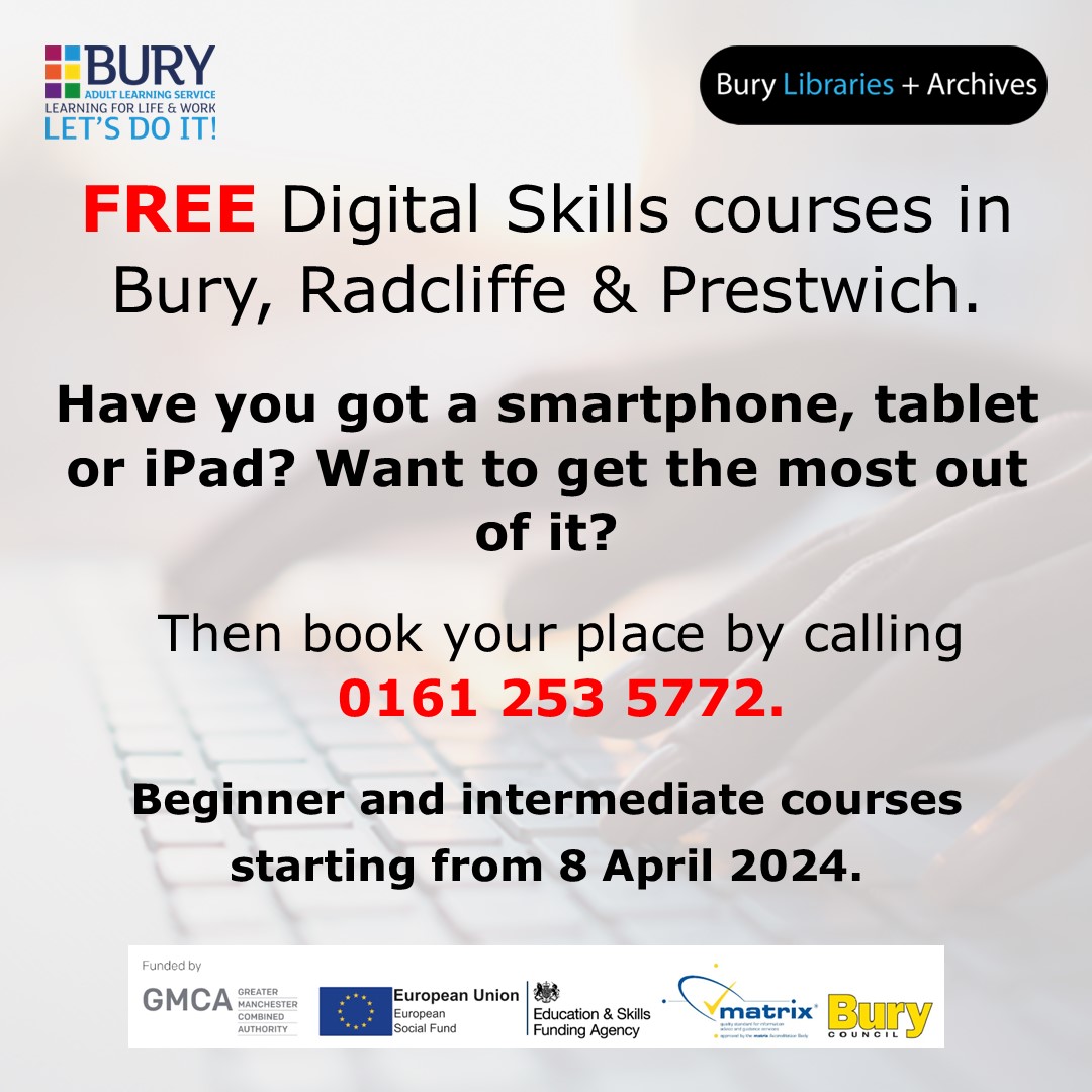 There are still places remaining on our upcoming #DigitalSkills courses. They cover the essential tablet and smartphone skills needed to keep up in our increasingly digital-only world. Book your free place today! 📱