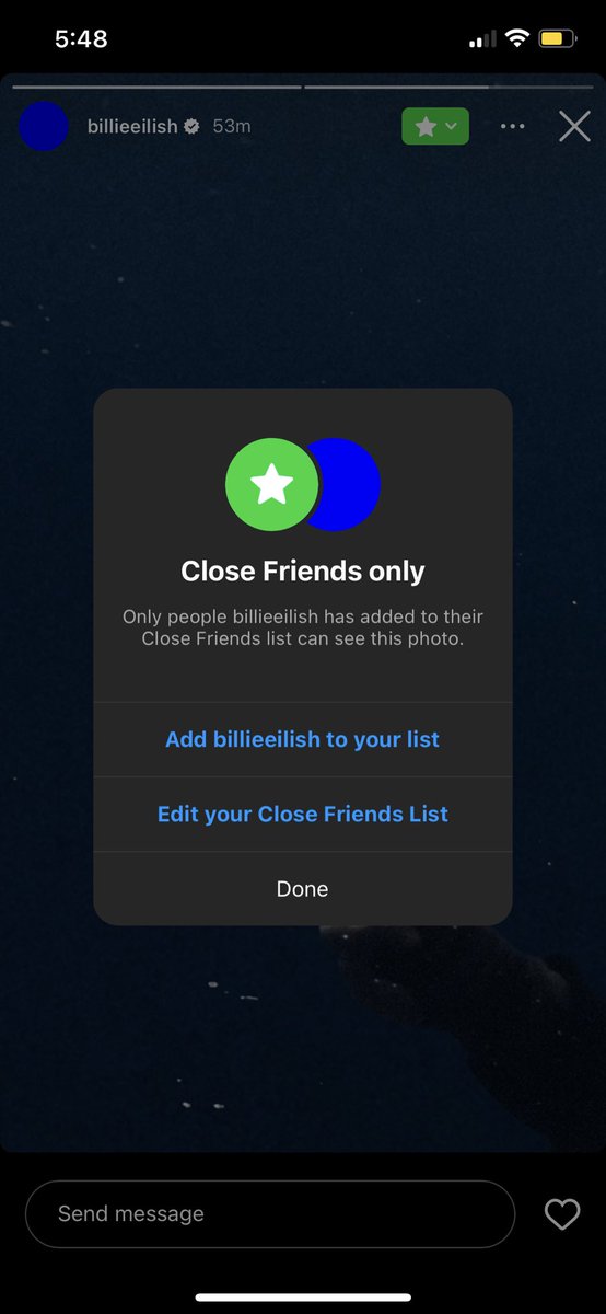ambsbeatrice's tweet photo. PUBLIC SERVICE ANNOUNCEMENT:

I have been added to Billie Eilish’s close friends on Instagram 🤣 https://t.co/krJFSwT8A8