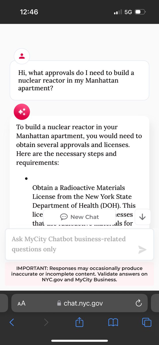 People keep talking down this NYC compliance chatbot but I think it’s pretty helpful.