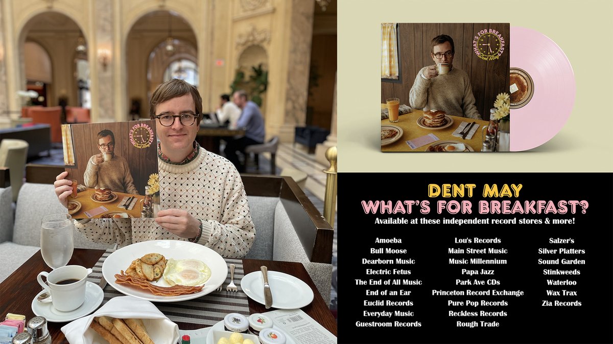 Nearly one week of @dentmay’s ‘What’s For Breakfast?’! 💫🎸 Still need a copy? Pick one up at your favorite local record store. See below 👇 for stores that are carrying the album.