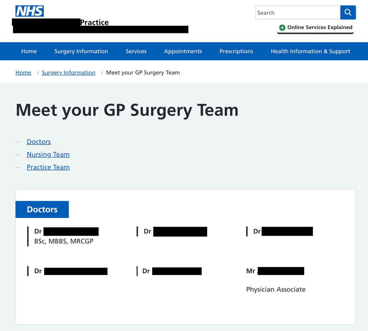 'meet your doctors*'
[*for the purposes of NHS LTWP, 'doctors' includes PAs]
