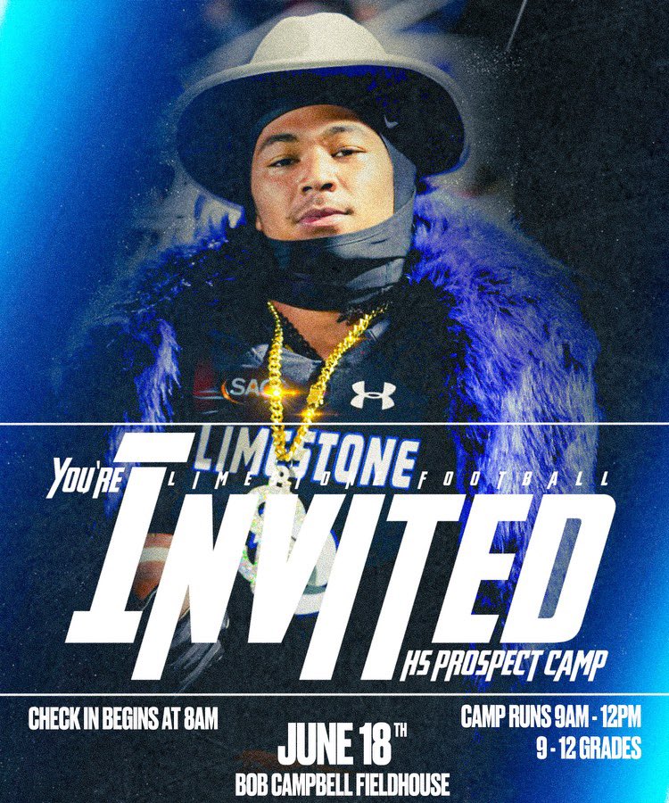 Appreciate the invite to <a href="/LimestoneFB/">Limestone Football</a> camp this summer @DeanBraxton8   

Looking forward to competing!