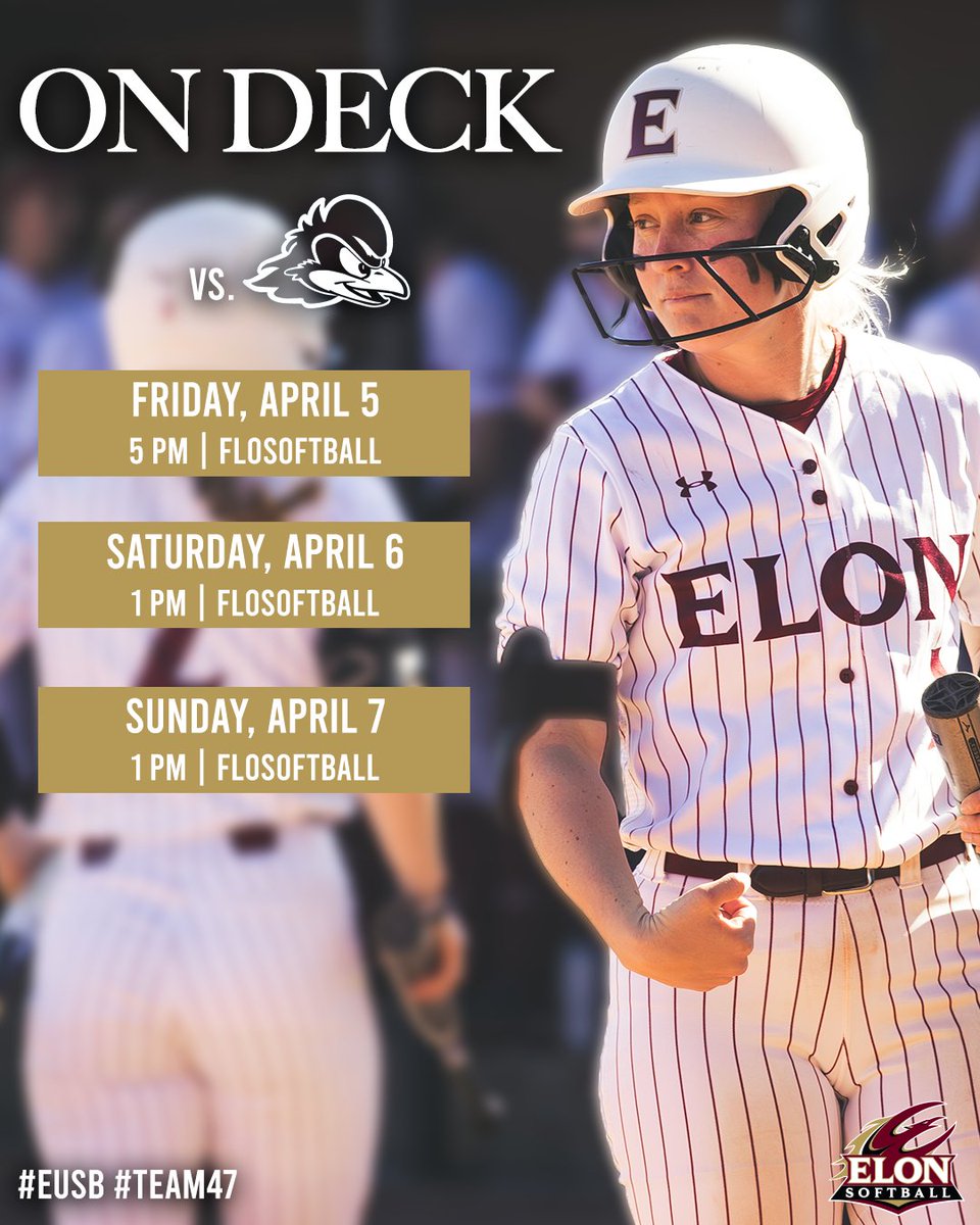 Elon Softball (@elonsoftball) on Twitter photo We have a BIG weekend ahead as we are back on the Hunt for a <a href="/CAASports/">Coastal Athletic Association</a> series vs. Delaware!
๐ฐ bit.ly/3U3uS4O
#EUSB ๐ฅ #Team47 We have a BIG weekend ahead as we are back on the Hunt for a <a href="/CAASports/">Coastal Athletic Association</a> series vs. Delaware!
๐ฐ bit.ly/3U3uS4O
#EUSB ๐ฅ #Team47