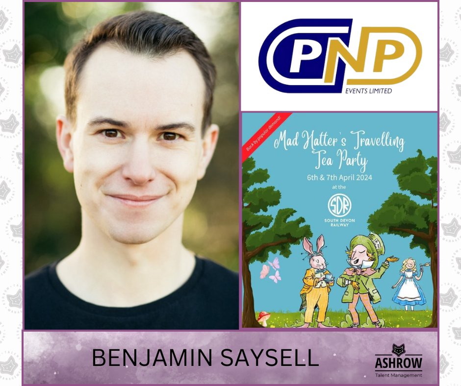 Wishing BENJAMIN SAYSELL a great time onboard PNP Events Ltd  Mad Hatter's Travelling Tea Party on The South Devon Railway playing The March Hare and Tweedle Dee.
💜🦊
#Railway #TravellingPlay #ImmersiveTheatre #InteractiveTheatre #Stage #Actor #Ashrowian  #proudAgent #Agent