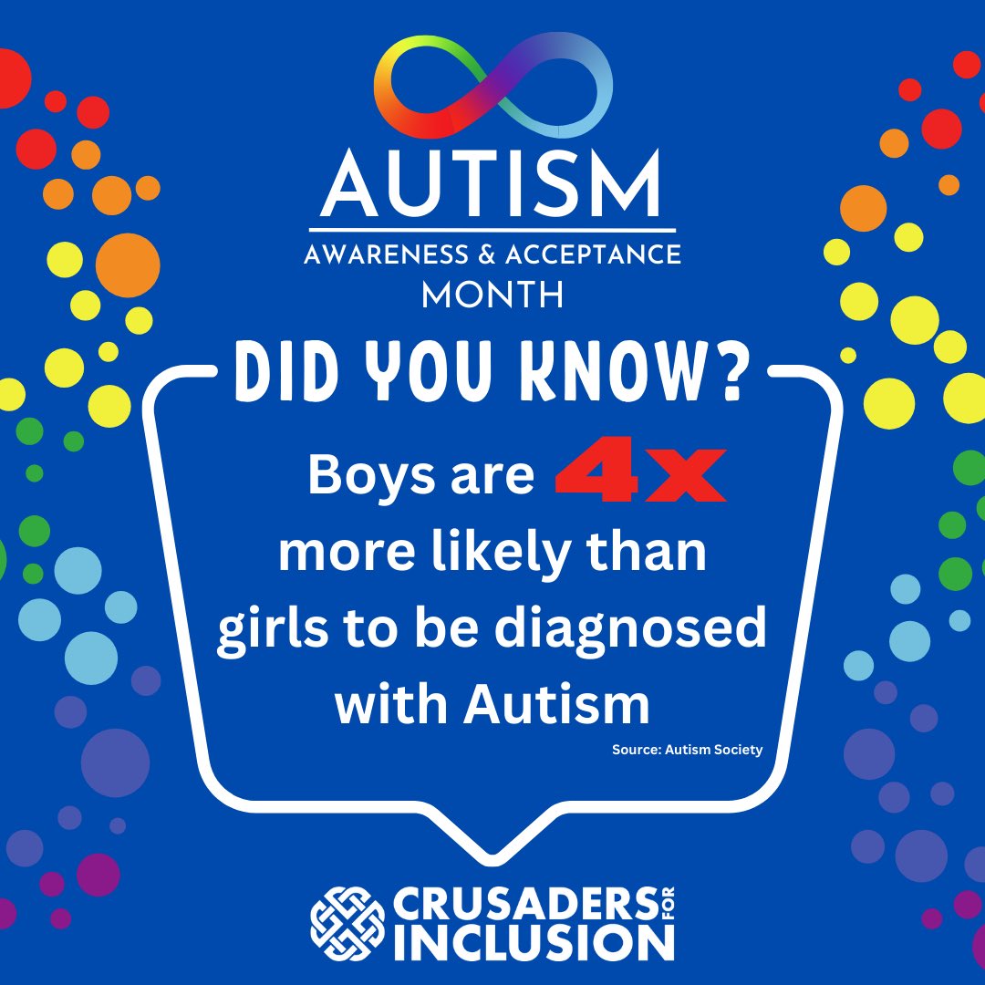 Every Tuesday and Thursday through the month of April, Crusaders for Inclusion will be raising #autismawareness through their Did You Know? social media campaign. Please share to help promote awareness and acceptance.