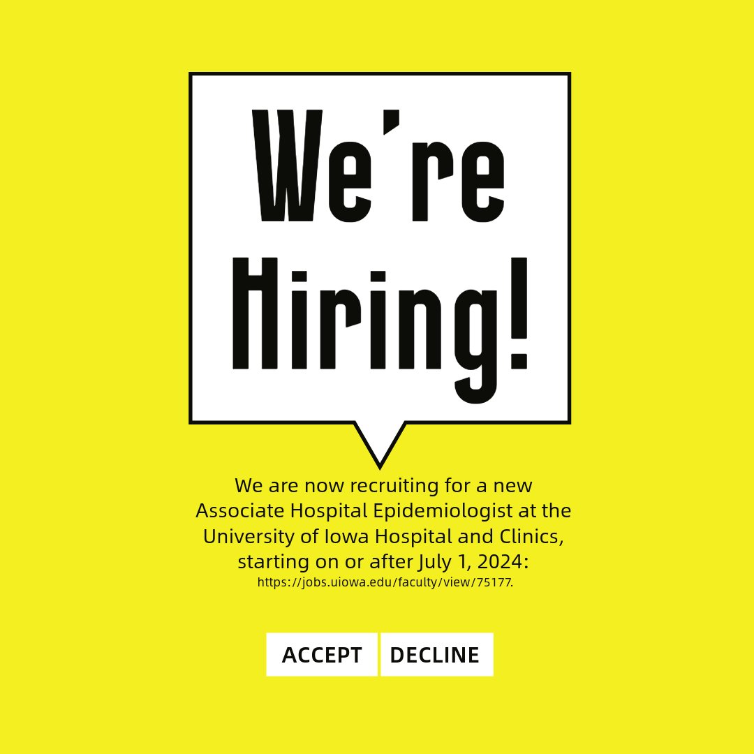 jobs.uiowa.edu/faculty/view/7…

@KarenBrustMD <a href="/Alex_IP_UIHC/">Alex Trannel</a> <a href="/UIowa_ID/">University of Iowa Infectious Diseases Division</a> <a href="/AbosiOluchi/">Oluchi Abosi</a> <a href="/meacham_holly/">Holly Meacham</a> <a href="/KVarzavand15/">Kristin Varzavand</a>
