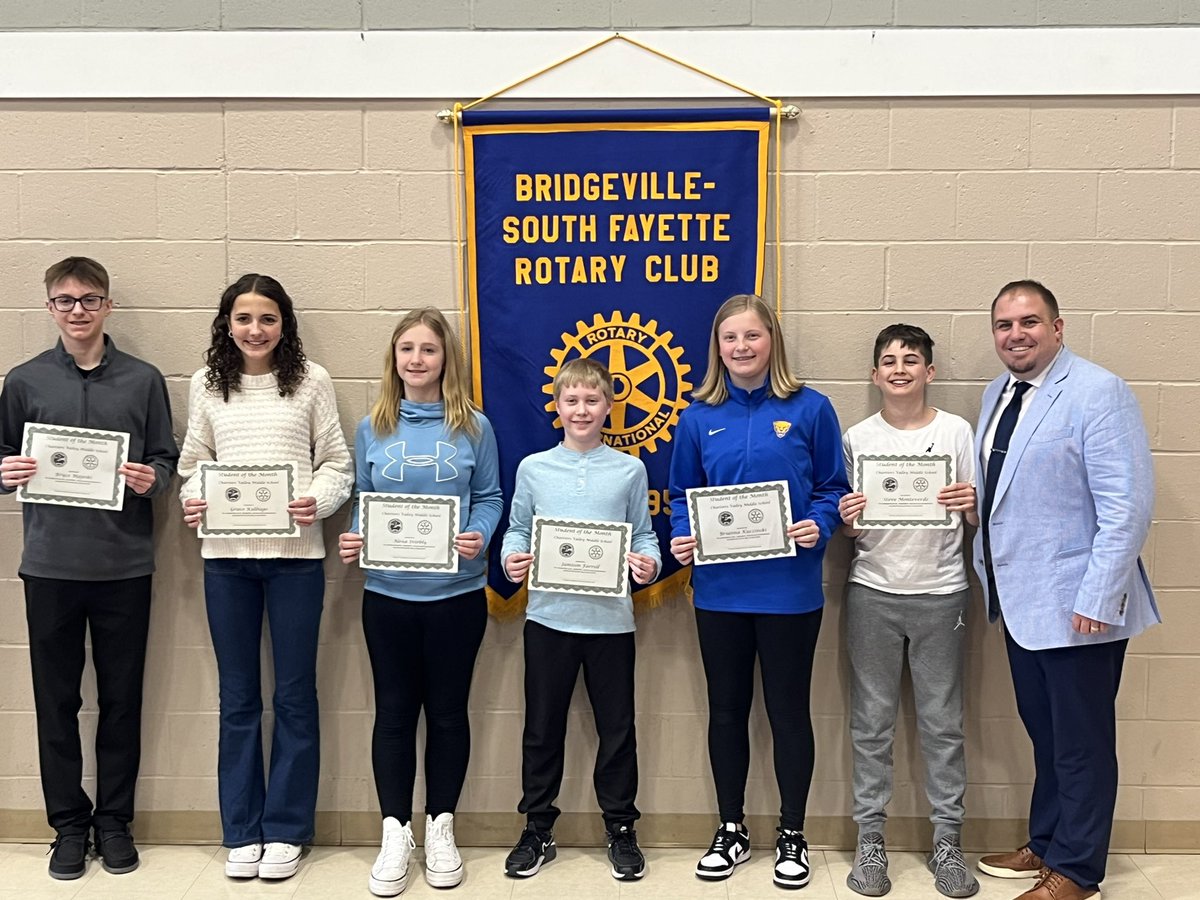 This afternoon six of our students were recognized by the Bridgeville-South Fayette Rotary Club at the Annual Middle School Recognition and College Scholarship Luncheon. Their dedication to academic excellence and commitment to service inspires us all. Keep shining! 👏👏👏
