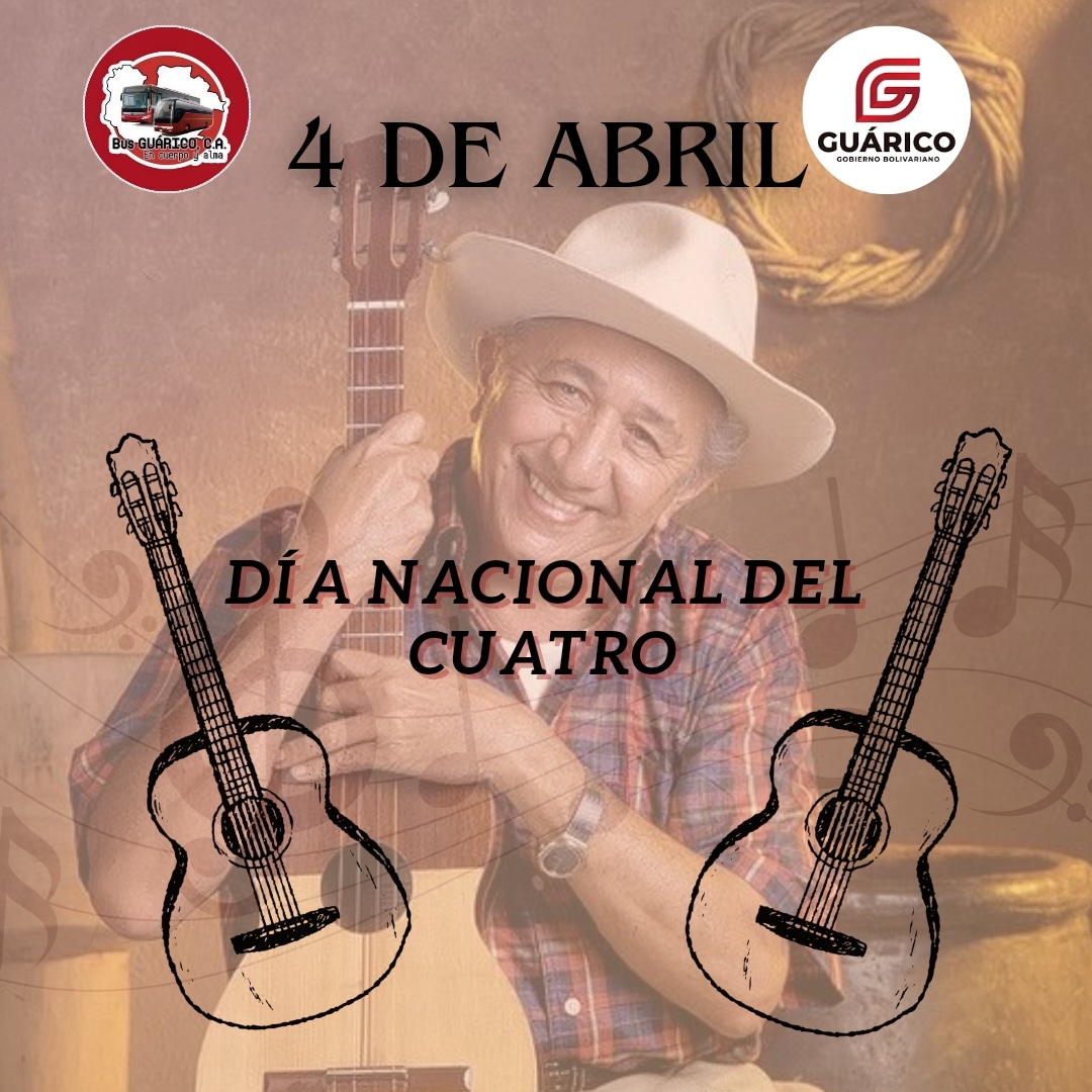 En Bus Guàrico Celebramos el día Nacional del cuatro, en apoyo a la música y a todos los Músicos Venezolanos 🇻🇪
.
.
 
#VivaGuárico
#GuáricotierradeFe
#CulturaVenezolana