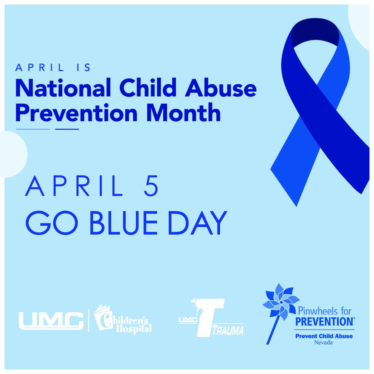 April is Child Abuse Prevention Month. We all need to do our part to protect the social and emotional well-being of children in Southern Nevada. Wear blue tomorrow to bring awareness to this important issue! 💙 Learn more about how to prevent child abuse: preventchildabusenevada.org