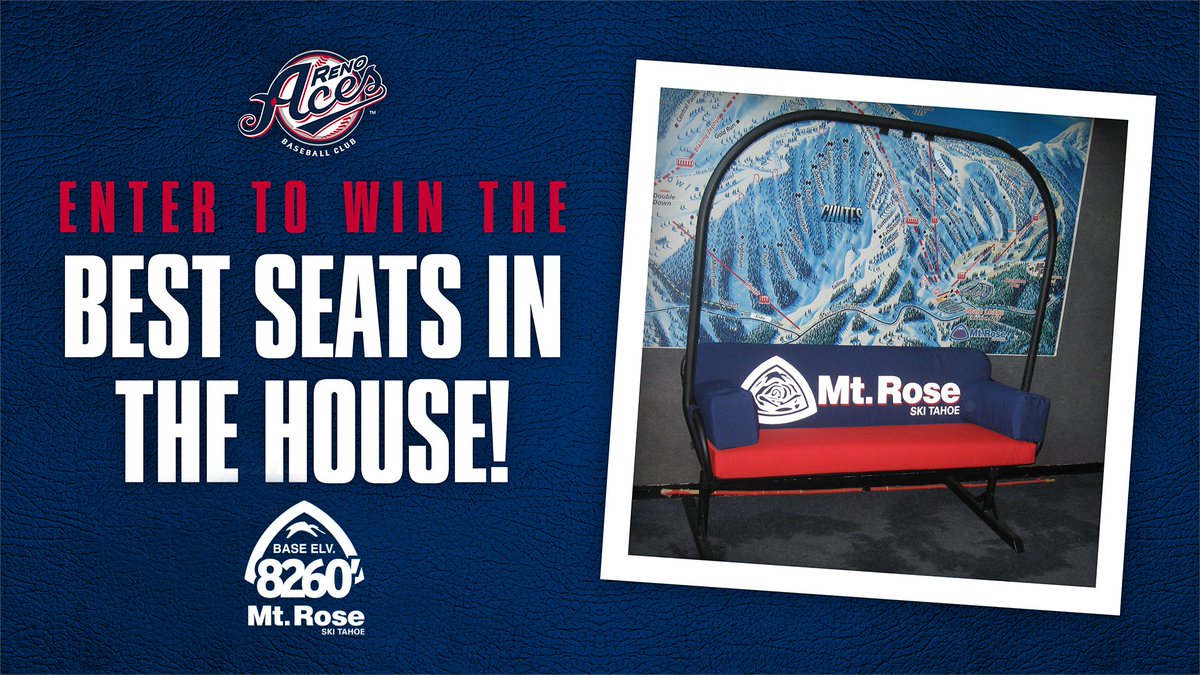 ⛷️ Best Seats In The House ⛷️ Want to experience the game from the best seats in the house? Enter for a chance to spend a game at the top of section 104 in a chair lift couch! Winners will be selected for every home game this season! Enter to win ⬇️ milb.com/reno/fans/win#…