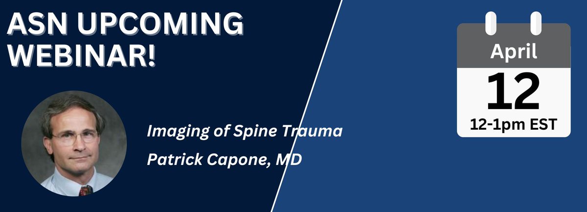 Upcoming Webinar! Please join us as Dr. Patrick Capone lectures on 'Imaging of Spine Trauma”. The series can be accessed using the zoom link below and is CME ACCREDITED. We look forward to you joining us Friday, April 12, at noon. buff.ly/3TIbr08
