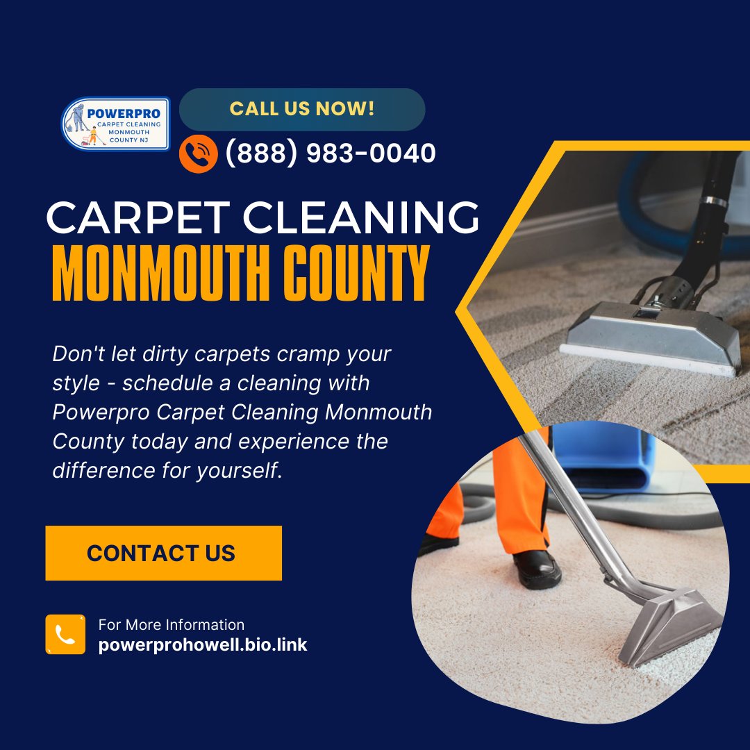 Carpet Cleaning Monmouth County
powerprohowell.bio.link
Say goodbye to stains, odors, and that questionable crunchiness underfoot. 🙈 Don't let dirty carpets cramp your style any longer! 😅 Schedule a cleaning with Powerpro Carpet Cleaning Monmouth County today 
📞(888) 983-0040