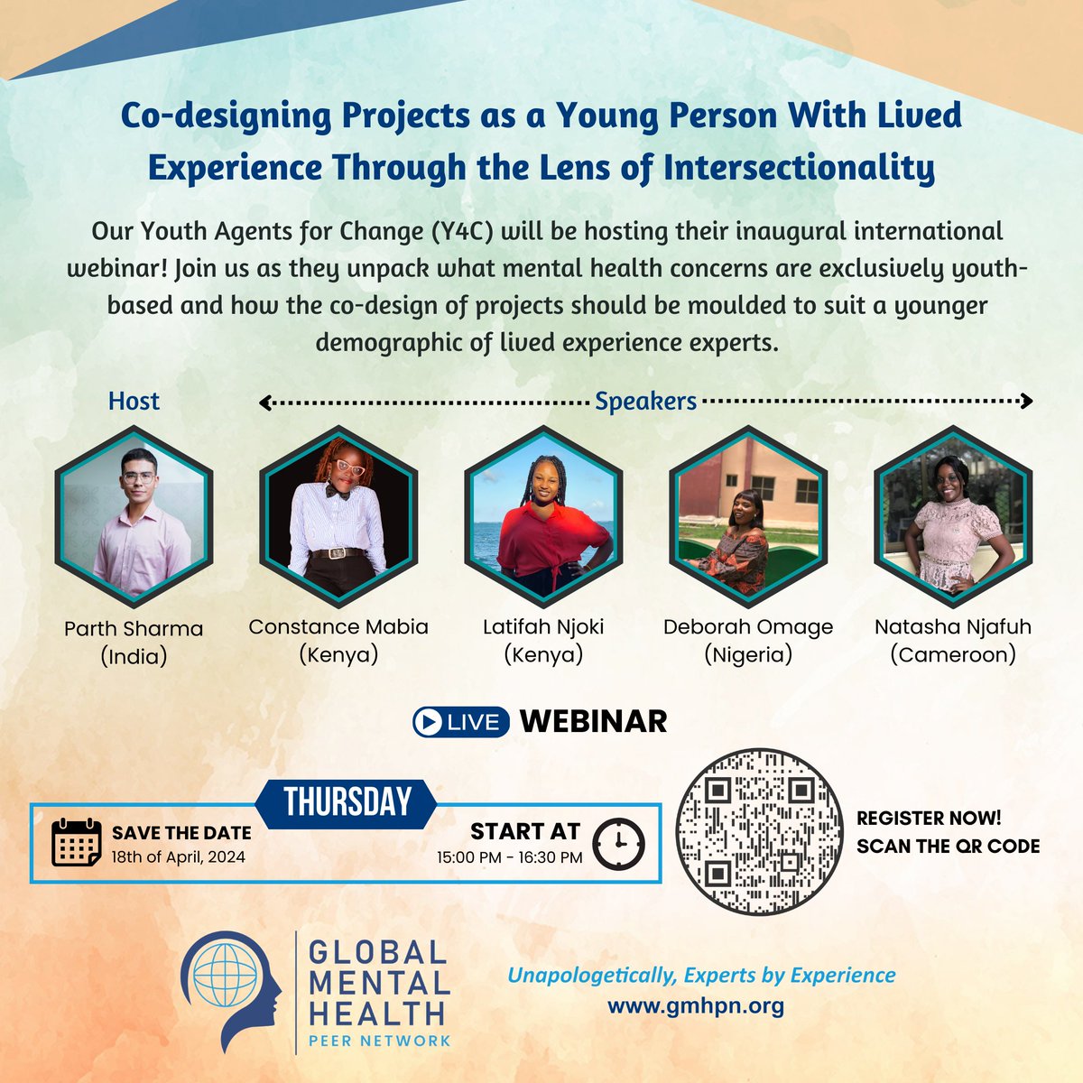 Exciting news! Our Youth Agents for Change Unit (Y4C) is hosting their first webinar this month! Join us on April 18th, at 3 pm SAST, as we explore the importance of youth perspectives in mental health. Scan the QR code or Register for this event here: us06web.zoom.us/meeting/regist…