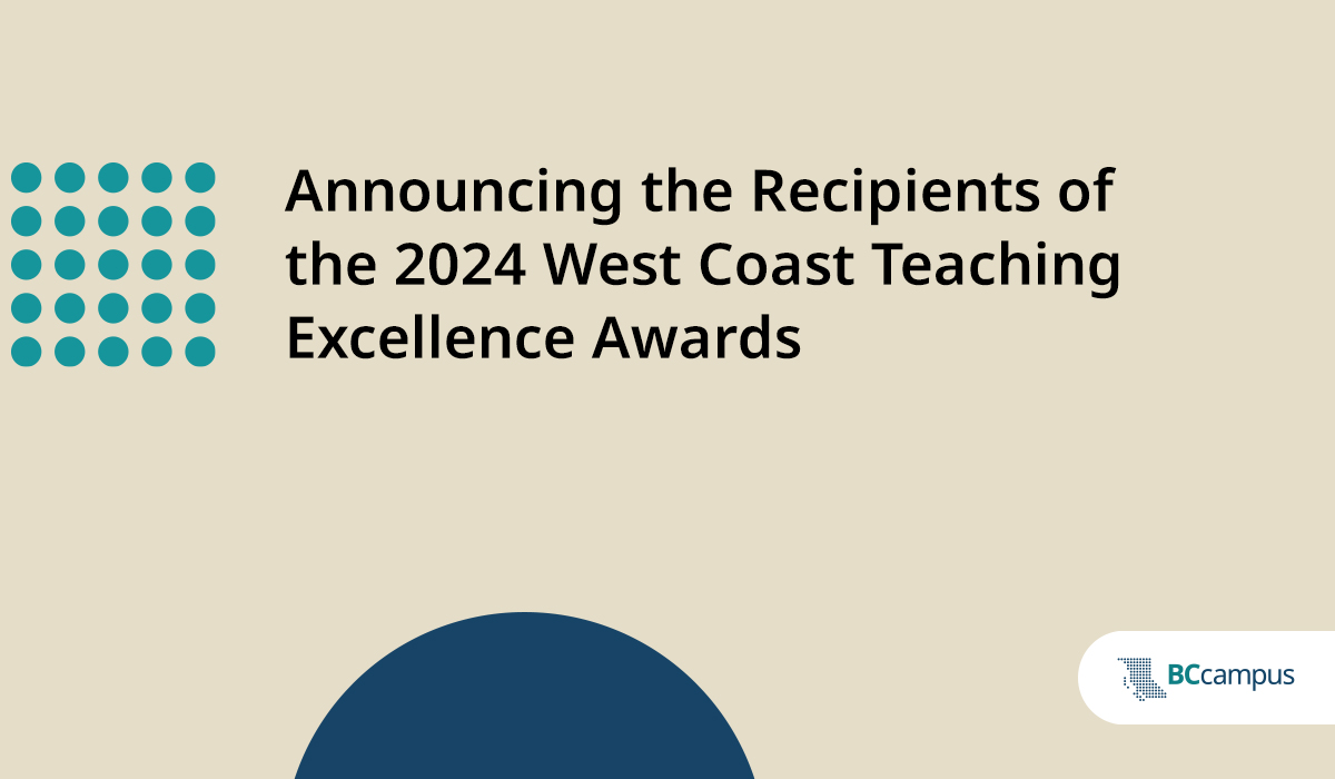 The BCTLC is pleased to announce the recipients of the 2024 West Coast Teaching Excellence Awards. This year’s recipients are Saskia Stinson, Thompson Rivers University, and Dr. Will Valley, University of British Columbia. Congratulations! Learn more: ow.ly/BrZM50R4k8t