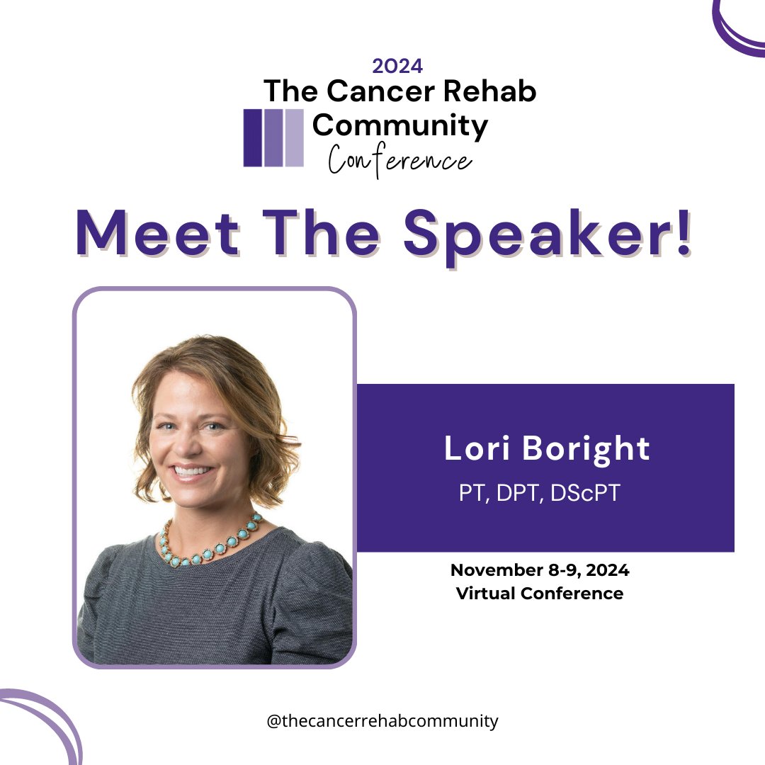 CancerRehabComm's tweet photo. (Save your seat TODAY @ https://t.co/R3NIJsP3oK)

Meet Your TCRCC 2024 Speaker:

⭐Dr. Lori Boright!⭐
@BorightLori 

Oncology Rehab Researcher, Educator, Author, Award Winner, and Advocate! 👏

#tcrcc2024 #cancerrehab #physio #occupationaltherapy #palliativecare https://t.co/Cmowpqnxxk
