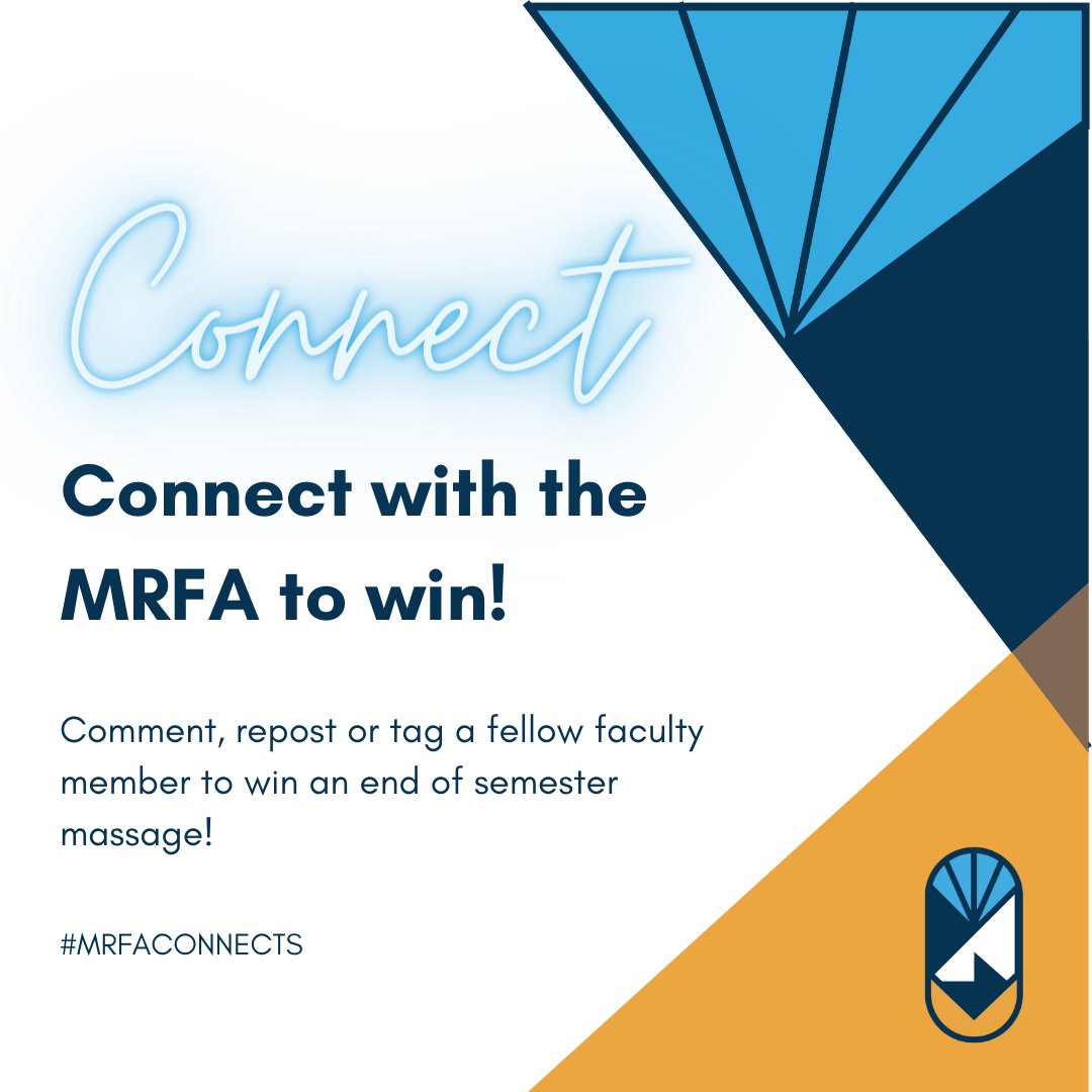 Tied up in knots? 🪢🪢 Let the #MRFA help! Enter to win a free massage by reposting this image, commenting and tagging a fellow faculty member, posting this to your stories, or filling out a simple form at MRFA.net/connectcontest. #MRFAConnects