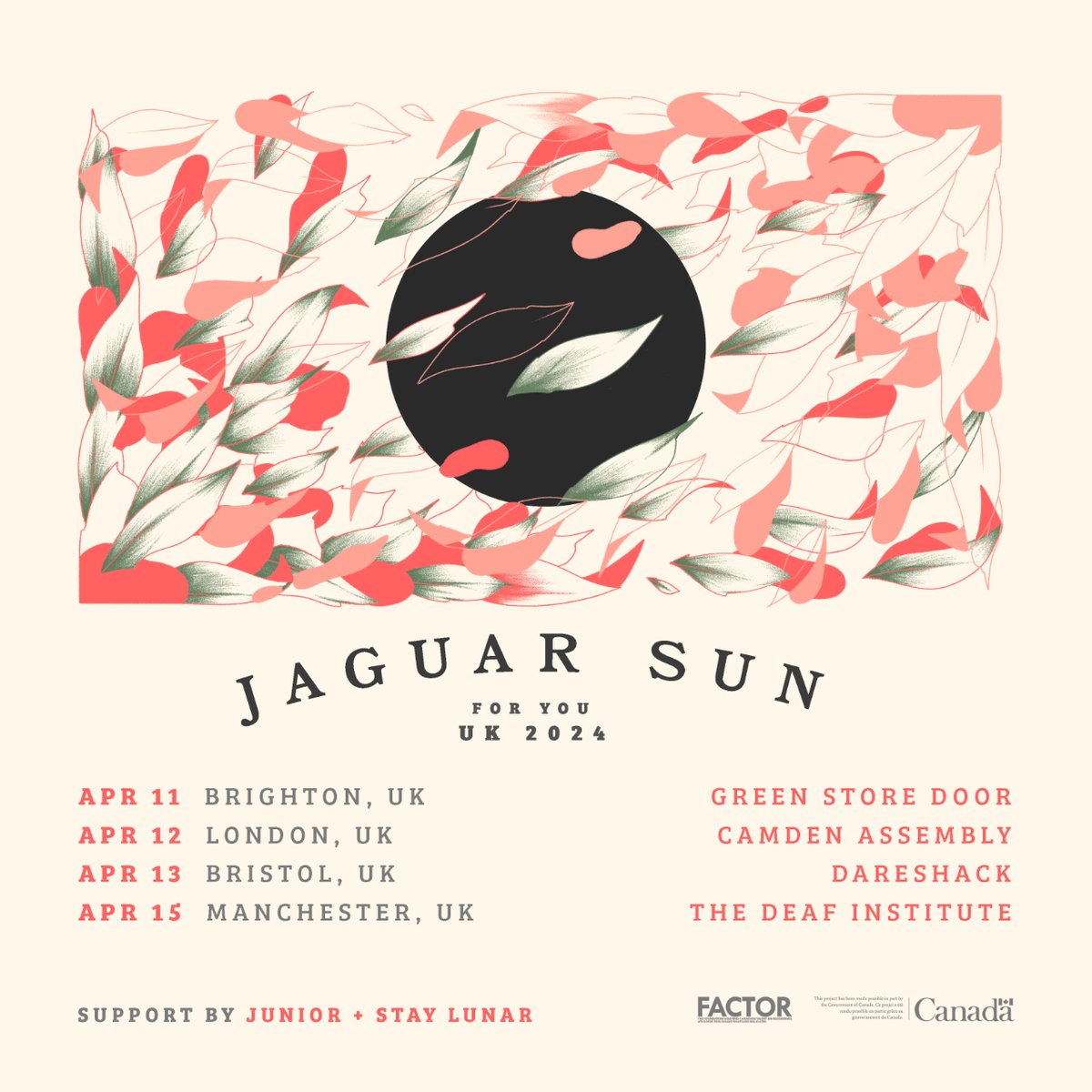 absolutely over the moon to announce that we'll be joining one of our FAV EVER artists @_Jaguar_Sun_ on the UK stretch of their tour. cannot wait for this - grab tickets via our profile ✿✿✿