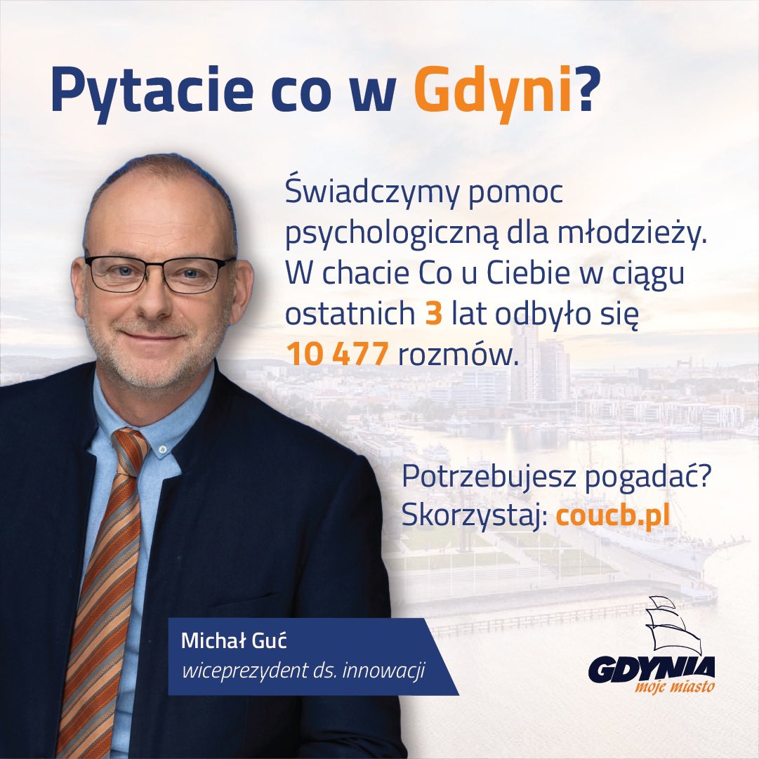 W ostatnich latach doprowadziliśmy do powstania w Gdyni dwóch dziennych oddziałów psychiatrycznych dla dzieci i młodzieży w najtrudniejszych stanach. Ale równie ważne jest wsparcie niskoprogowe - łatwo i powszechnie dostępne. Taką właśnie ofertą jest gdyński chat CoUCb.