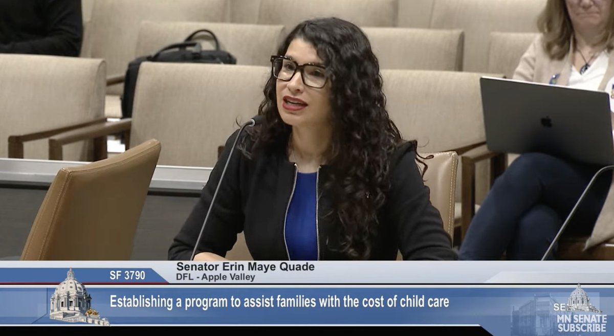 .@ErinMayeQuade pays HALF of her legislator salary to cover childcare costs. Half, btw, is WAY more than the recommendation of no more than 7% of a family's income. It's time for #affordablechildcare #mnleg!