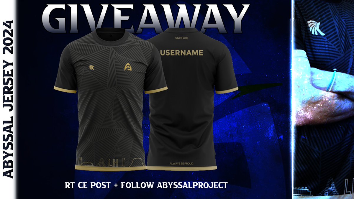 🎁#Giveaway 
🍀Tentez de gagner notre maillot 2024  

♻️#RT ce post 
🔔#Follow @AbyssalProject 

💵Valeur 37.40€
🛒urlz.fr/q8OK 

📆Tirage au sort le 12.04.2024 
#LH #eSport #Normandie #LeHavre