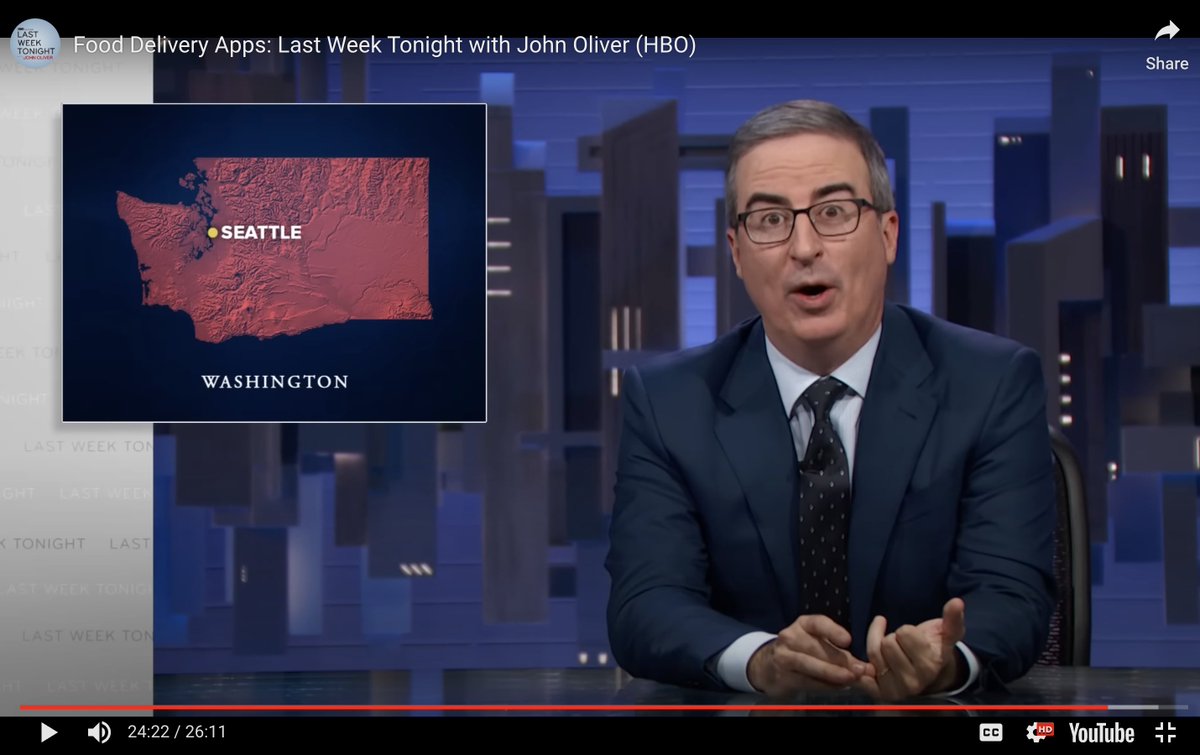 'Those are mafia margins.' ‼️ The work to make the gig economy better for workers, customers, and small businesses (and Seattle City Council's attempt to roll back important gig industry guardrails) is on @LastWeekTonight ‼️