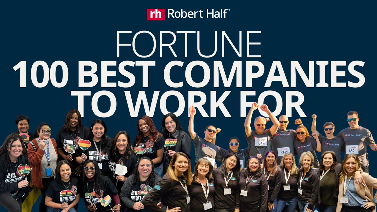 #RobertHalf employees, assemble! We are thrilled to be named one of Fortune's 100 Best Companies to Work For in 2024. fortune.com/ranking/best-c… #TeamRobertHalf <a href="/FortuneMagazine/">FORTUNE</a> #100BestCos