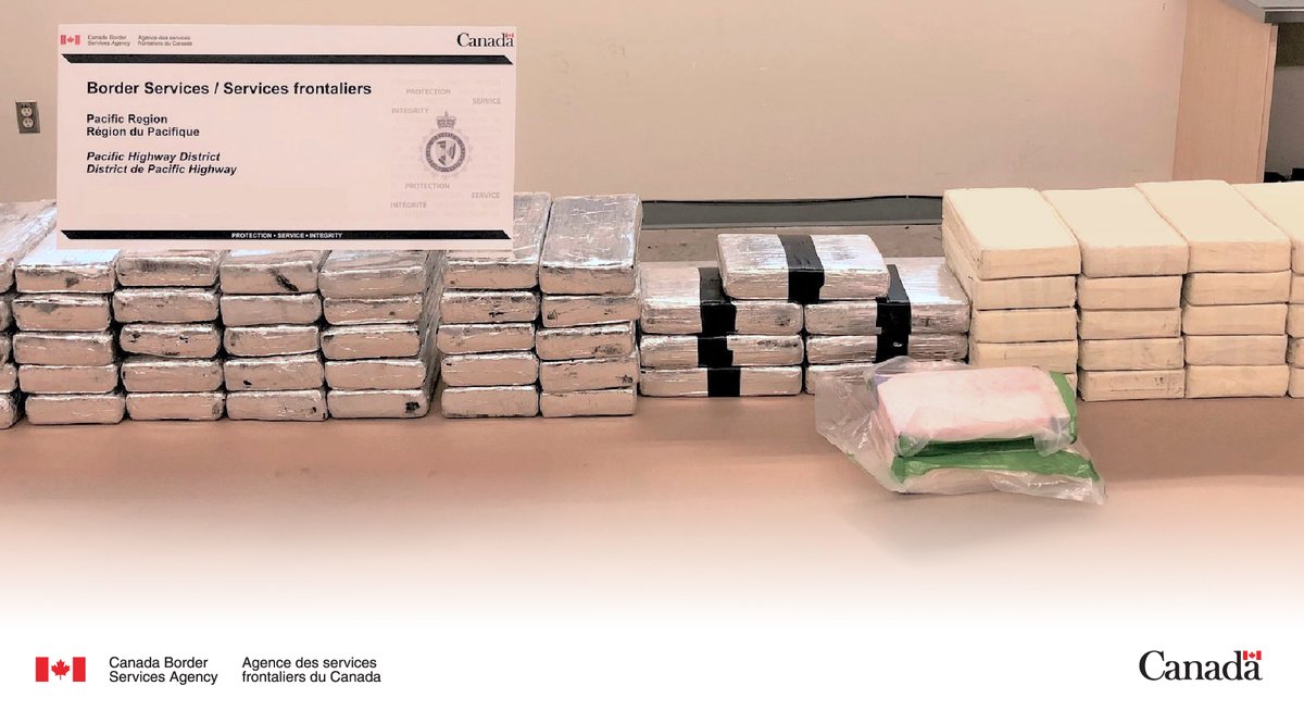 #CBSA narcotics seizure and joint investigation w/ @BCRCMP leads to 9-year sentence for drug smuggler. In 2021, border services officers found 71.5 kg of cocaine worth over $3.5 million at #PacificHighwayCommercial, #BC. More: ow.ly/ViIq50R8CVh