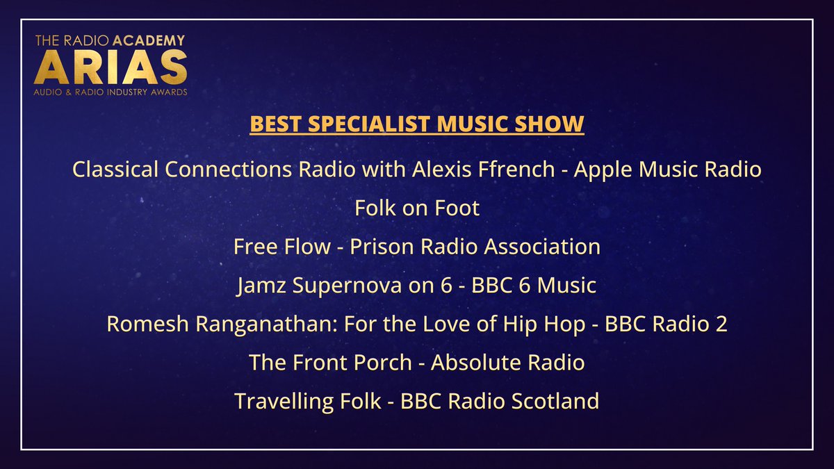 Wow! Classical Connections Radio has been nominated for two awards - ‘Best New Radio Show’ and ‘Best Specialist Music Show’ at the ARIAs. Thank you very much to The @radioacademy and huge thanks to my team at @AppleMusic. Listen to the show here: found.ee/qCpGTB