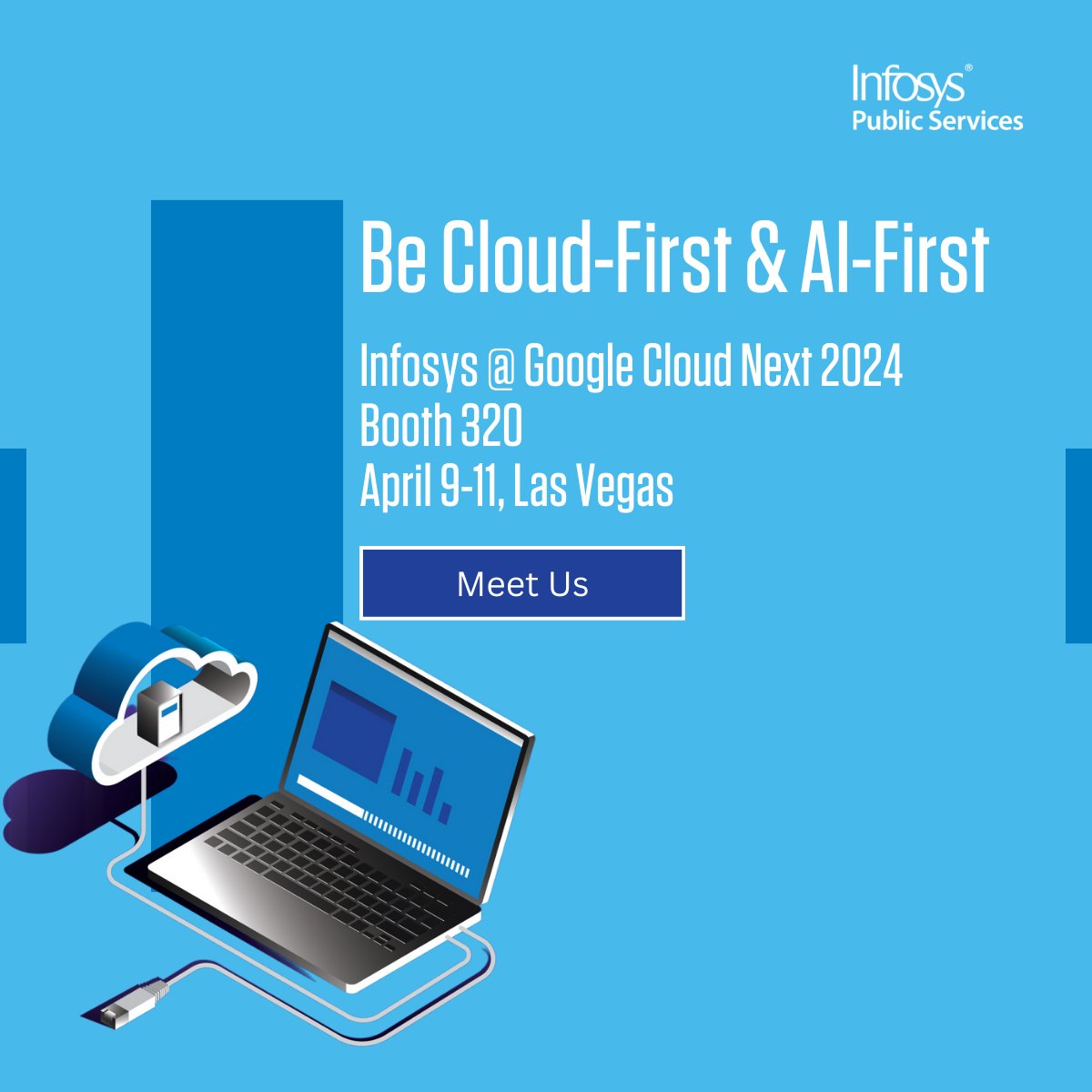 InfosysPS's tweet image. #Publicsector organizations are embracing cloud as their foundation & adopting AI-technologies to improve citizen services. Meet us at #GoogleCloudNext24 to learn how our public sector clients are navigating their journey to be cloud-first and AI-first infosys.com/newsroom/event…