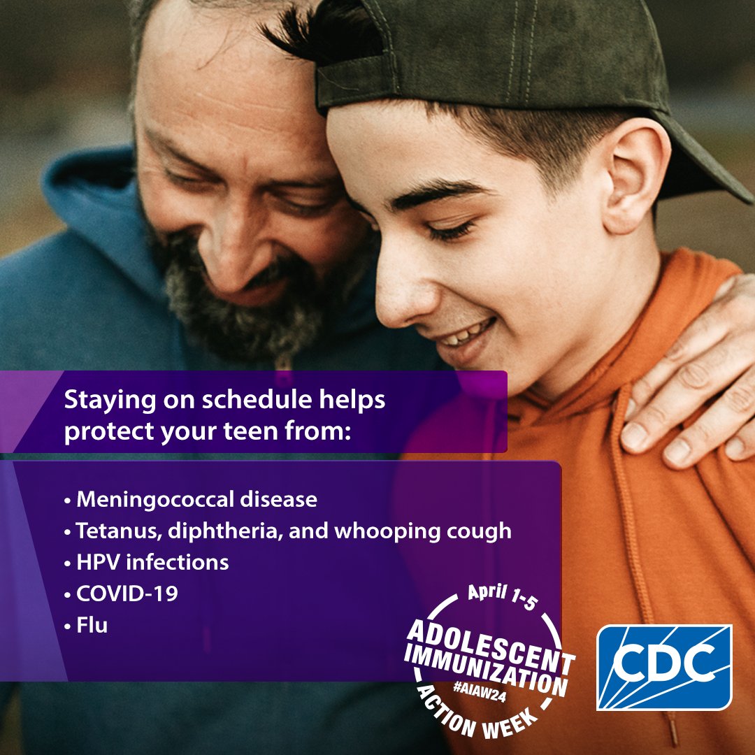 Adolescence is a pivotal developmental period... the health behaviors they learn now carry with them into adulthood. Make sure your teen has a strong foundation for a bright future and healthy life during Adolescent Immunization Action Week. Learn more: bit.ly/3knKei2