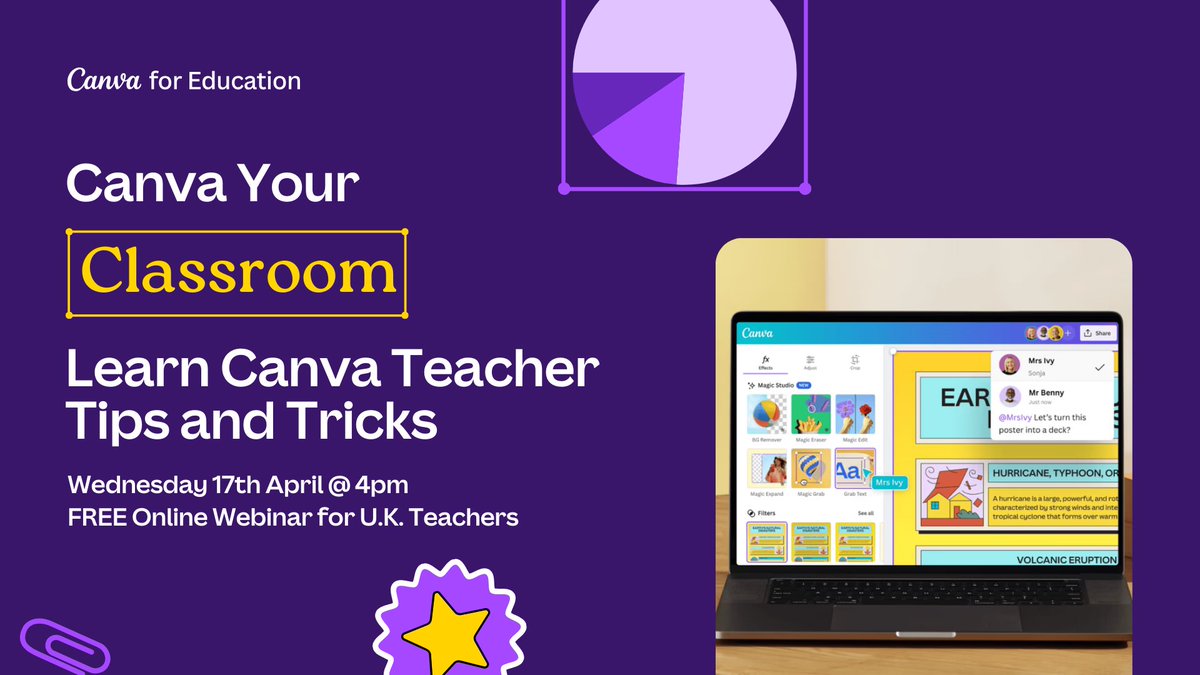 Join us for our first U.K. Canva teacher community webinar to learn how to spend less time planning and more time teaching with Canva for Education.⏰17th April@4pm➡️bit.ly/43LnCOq