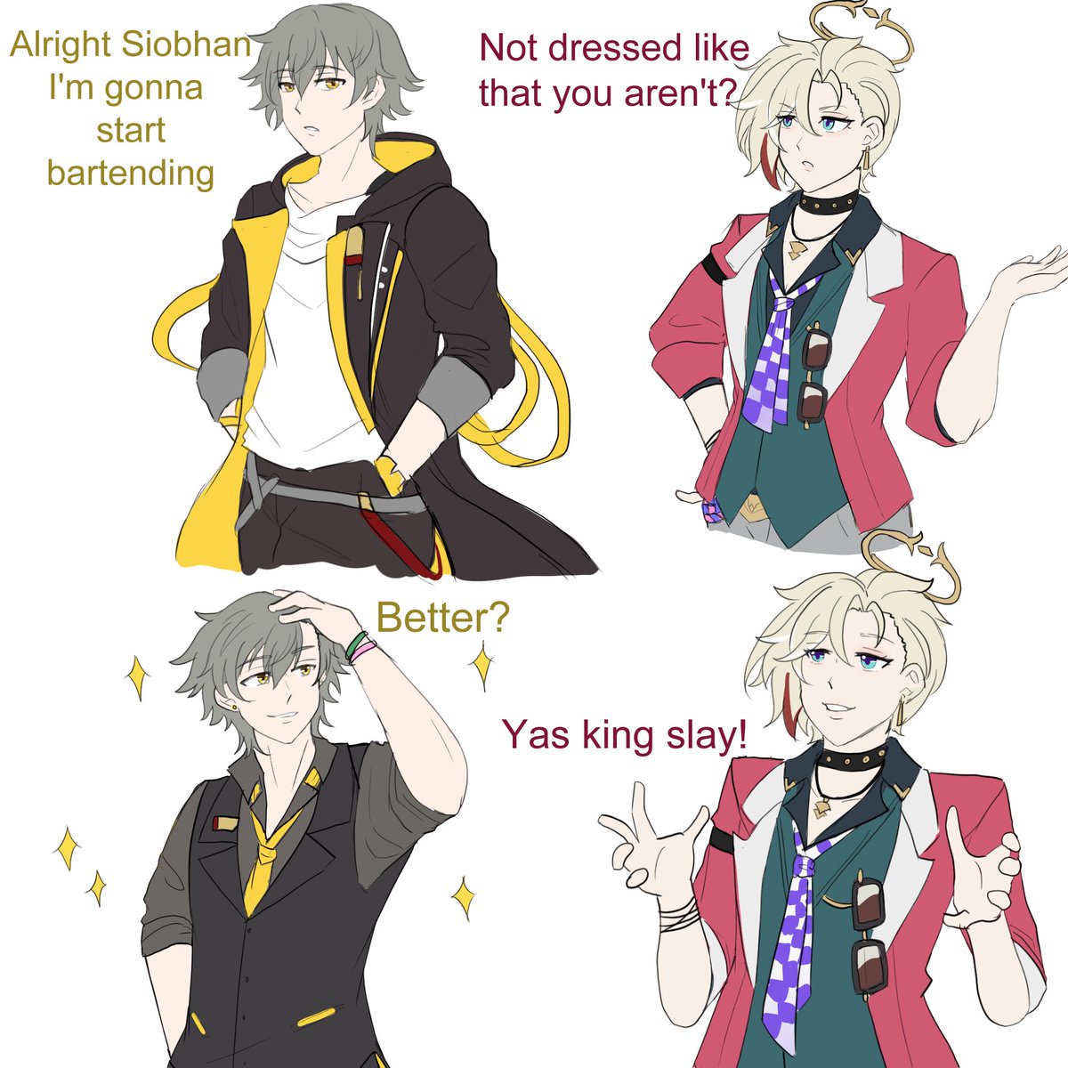 peachyparfait's tweet photo. This is the first thing my brain comes up with when I started the HSR bartending event https://t.co/p76e10d9Dm