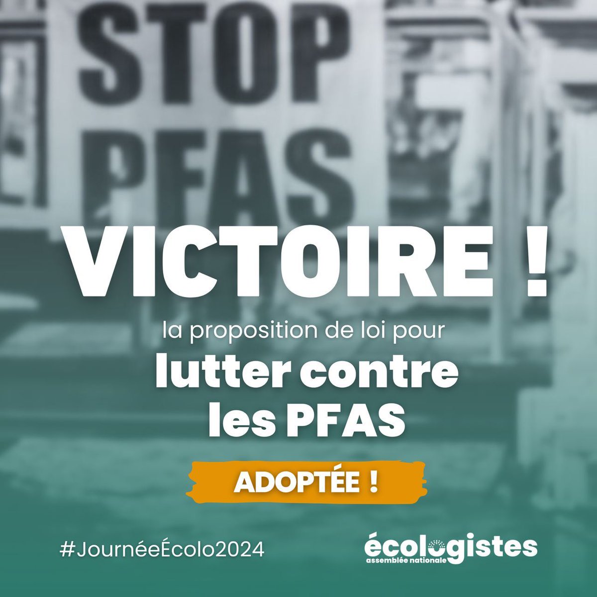 Victoire : adoption du texte de @nthierry interdisant les #PFAS. Un regret : que la majorité et l’extrême droite aient cédé à la pression des lobbys en excluant les ustensiles de cuisine de cette interdiction au détriment de la santé publique. #STOPPFAS