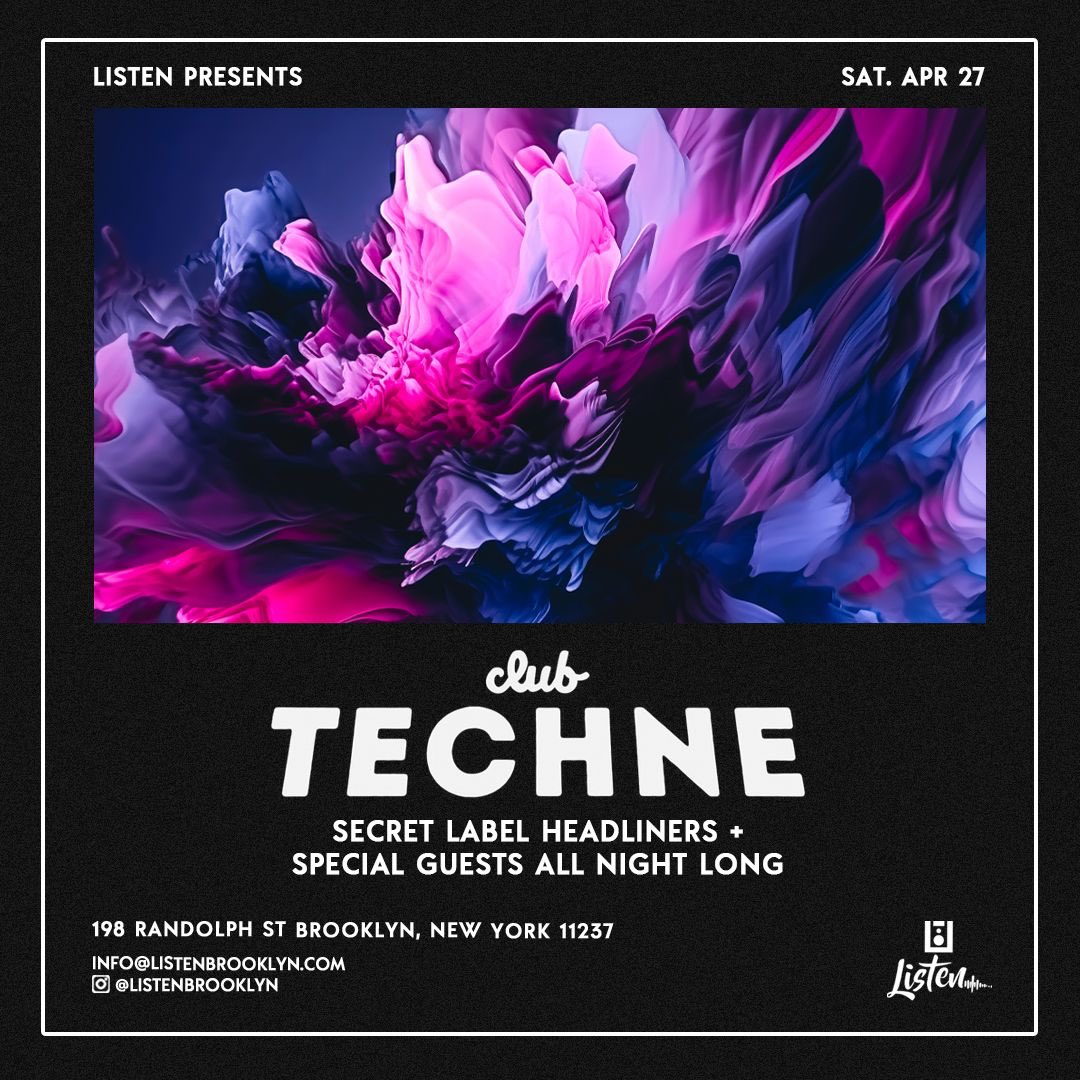 1 - an introduction to @clubtechne 2 - we launched in Oct ‘23 with the amazing @spaceyacht team 3 - first up is the incredible @truthxliesmusic at @AudioSF 4 - Then we’re starting a summer residency at Listen Brooklyn with special guests.  Comment your fave venues and…