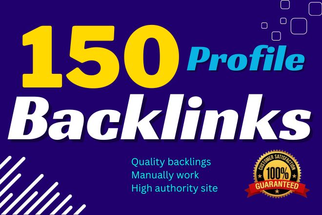 I will give you 150+ High quality Profile Backlinks, Profile Backlinks is one of the most important part in SEO for google top. result Read More kwork.com/offpageseo/325…