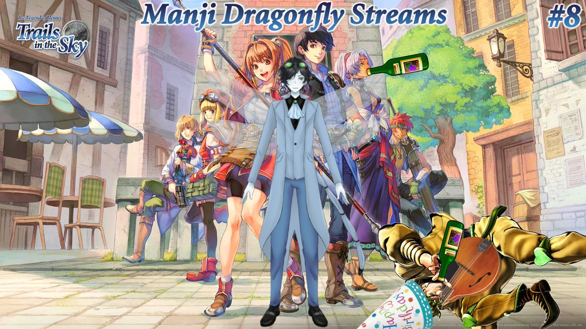 manjidragonfly's tweet photo. Later tonight, aiming for 11:30 pm EDT, I'm continuing Trails in the Sky! We've got an airship to steal! Also, I found out this week that our dear companion, BarDIO, was born on April 1st; say happy birthday to him, and join me in mocking him for being the April Fool. https://t.co/pDQh33IUtY