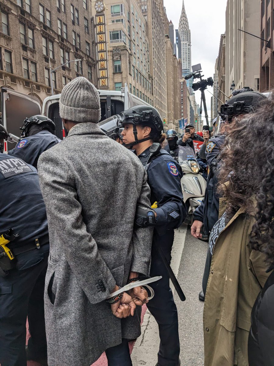 .@JumaaneWilliams is detained while protesting real estate lobbying effort against tenant protections, other housing policies. Source photo of civil disobedience action.