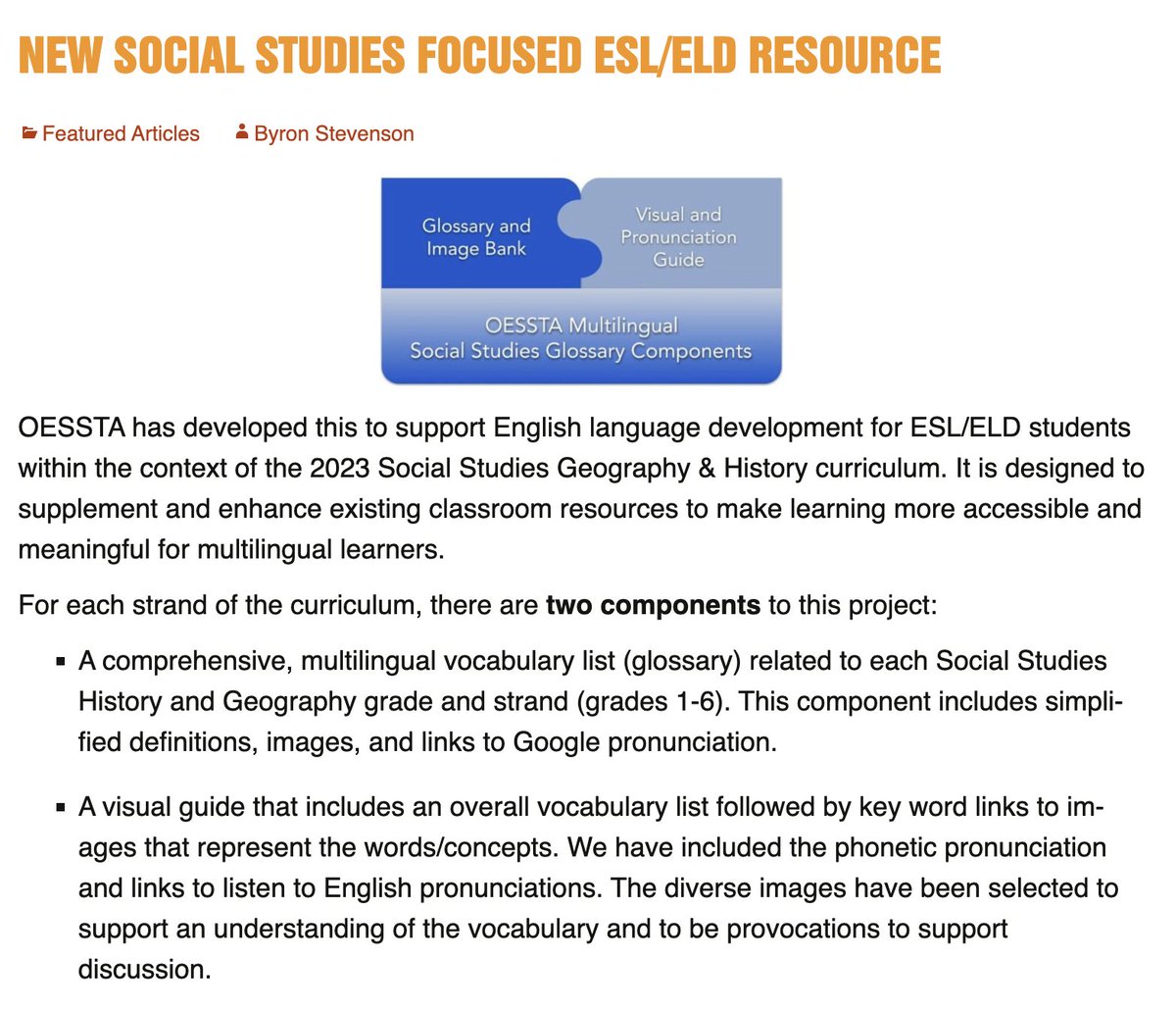 For any 1-6 teachers still in here, did you know that @oessta1 has created a resource for ESL/ELD students to support language developement for the Ontario Social Studies curriculum? Great resource!! oessta-teachers.ca/new-social-stu… Thanks @oessta1