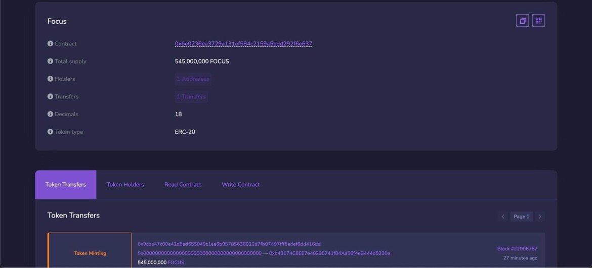 The $FOCUS token starts its journey on <a href="/FlareNetworks/">Flare ☀️</a> 

Contract Address: 
0x6e0236ea3729A131ef584c2159A5edD292F6E637

Stay tuned, the tokenomics and more details will be published in the coming days.