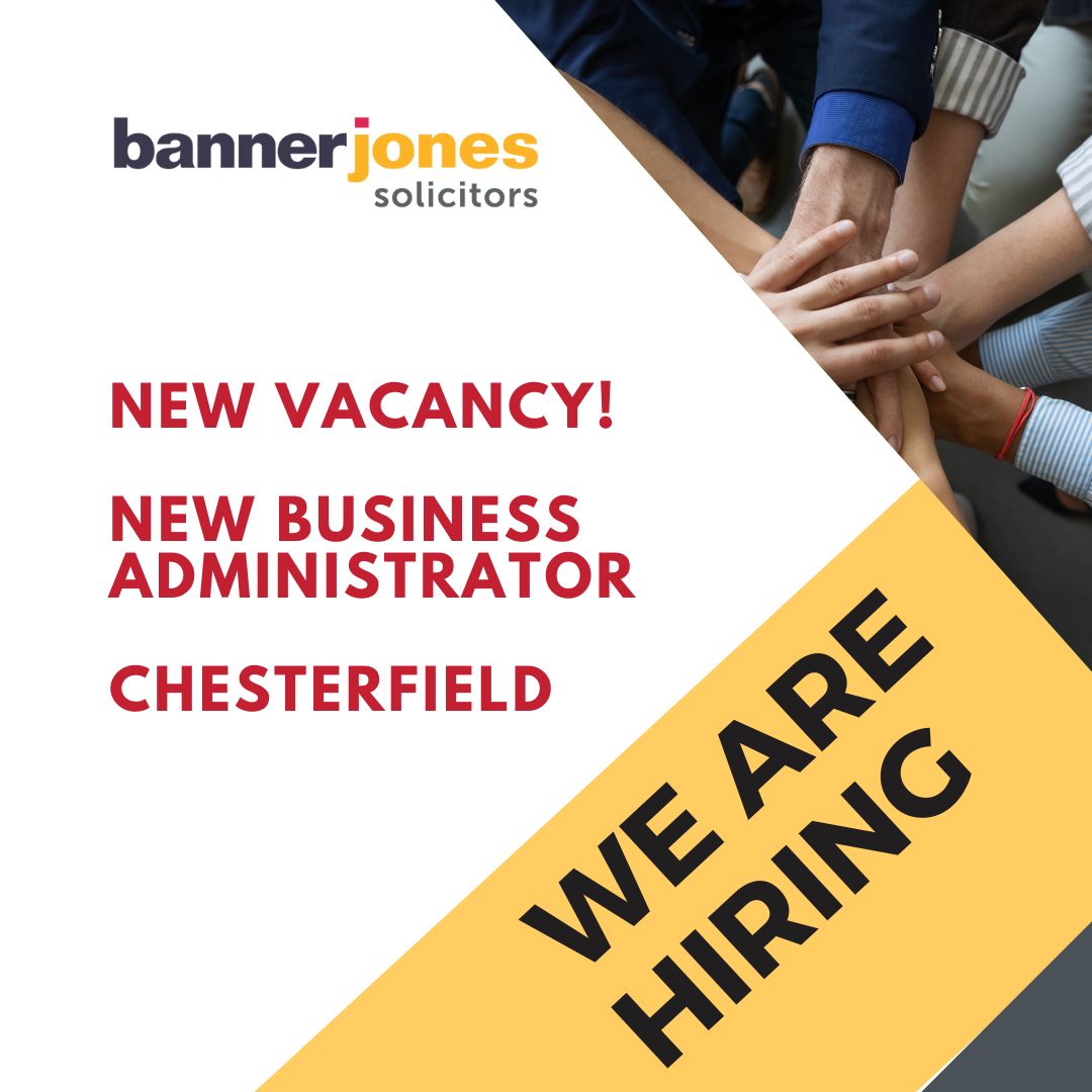 We are hiring! We are looking for a New Business Administrator to join our team in Chesterfield

🔎 Find out more
buff.ly/3rA7kWI

#administrator #chesterfieldjobs #derbyshirejobs #adminjobs #chesterfielduk #bannerjonessolicitors