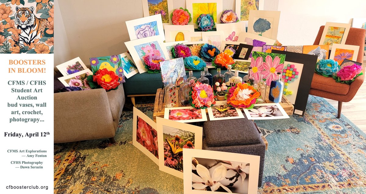 Boosters In Bloom!
cfboosterclub.org/event-5635978

CFMS &amp; CFHS student art AUCTION
- Get in on this before they're famous!
