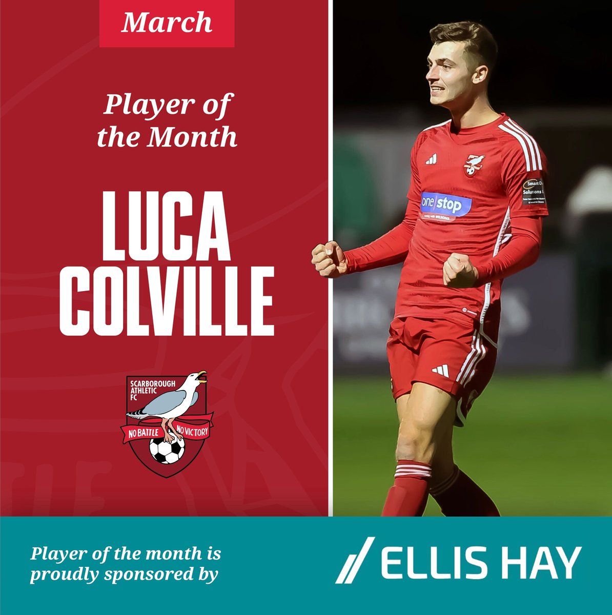 Your March Player of the Month | Luca Colville 🎉

The Wizard sweeps up! Thank you to the hundreds who voted. 

Player of the Month is sponsored by @EllisHayScarb

@LucaColville is sponsored by: 
Home- Slurping Seadogs
Away- Steve Smith