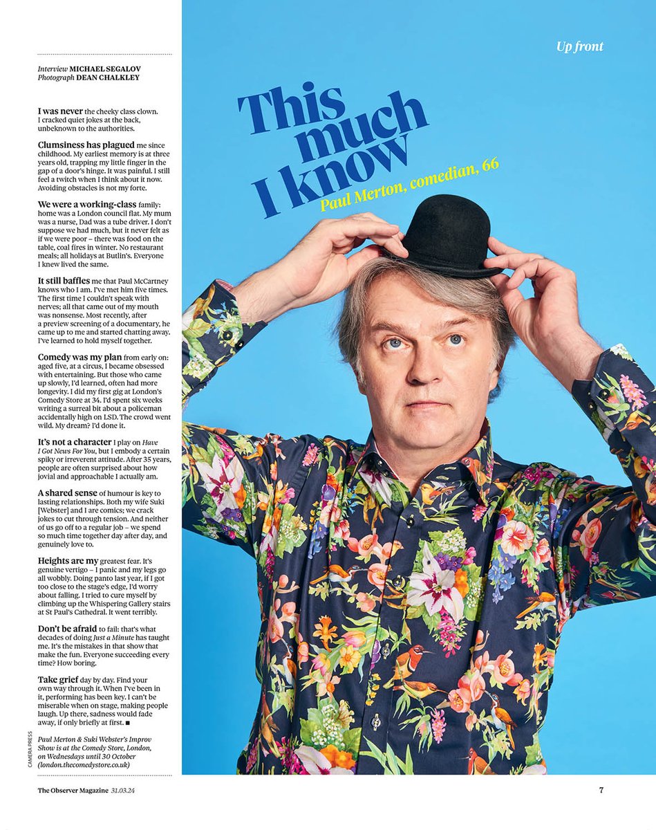 Perennial funny guy #paulmerton of #HIGNFY fame. if the cap fits! Photo @deanchalkley_ @observer.