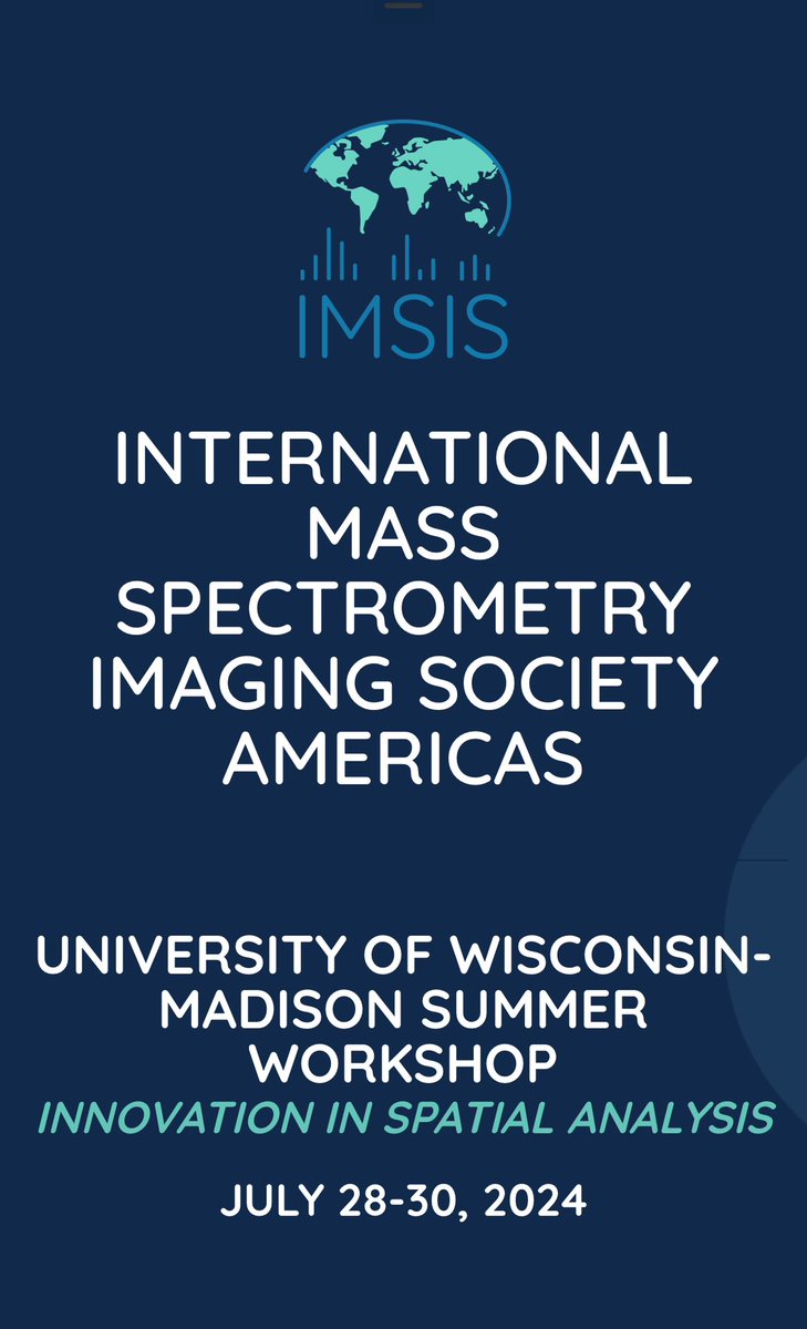 #MadisonSummerWorkshop Innovation in Spatial Analysis JULY 28-30, 2024: Registration and abstract submission will open soon! Check out here for more info: imsisamericas.org <a href="/UWMadison/">UW–Madison</a> <a href="/LiResearch/">Lingjun Li Research Group</a> <a href="/LingjunLi2/">Lingjun Li</a>