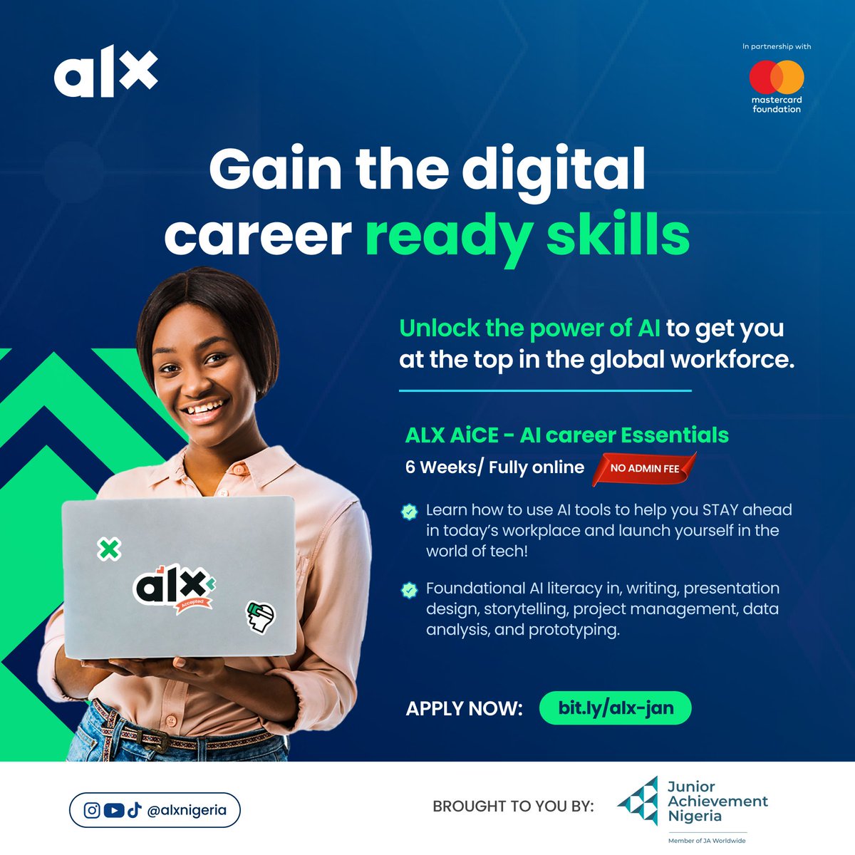 If becoming a digital guru is one of your resolutions for the 2nd quarter of the year, now is the best time to embark on this adventurous journey. We have partnered with ALX to make the knowledge accessible. All you need to do is sign up using this link  - bit.ly/alx-jan