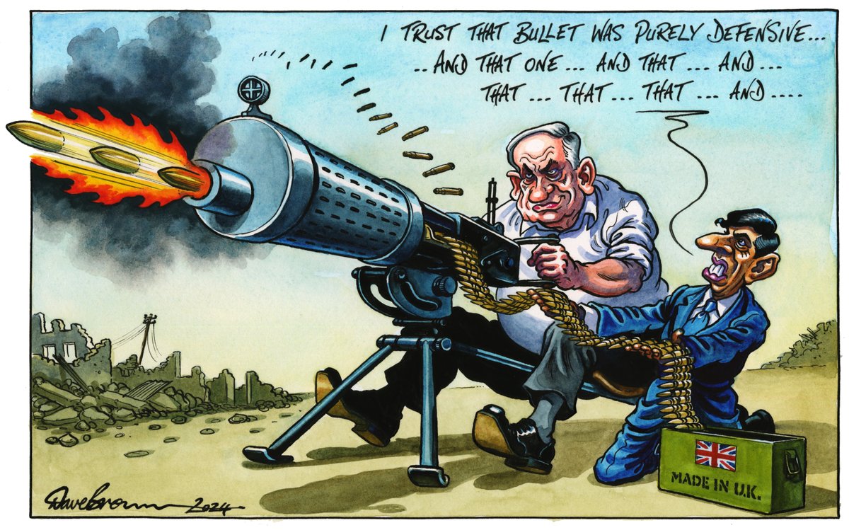 Tomorrow's @Independent cartoon... #Netanyahu #Sunak #RishiSunak #IsraelPalestineWar #ArmsSales #StopArmingIsrael #StopTheGenocideInGaza