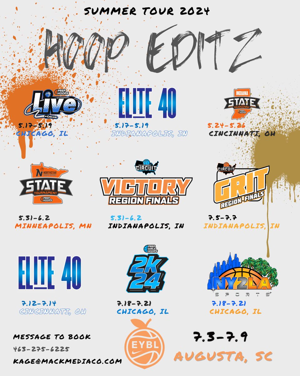 Thrilled to announce our Summer '24 Basketball Tour! Contact us for coverage at any of these events! <a href="/PHCircuit/">Prep Hoops Circuit 🏀</a> <a href="/NikeEYB/">EliteYouthBasketball</a>