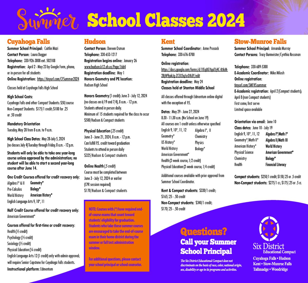📢🌞Check out the summer school opportunities offered by several of our school districts. 🌞📢