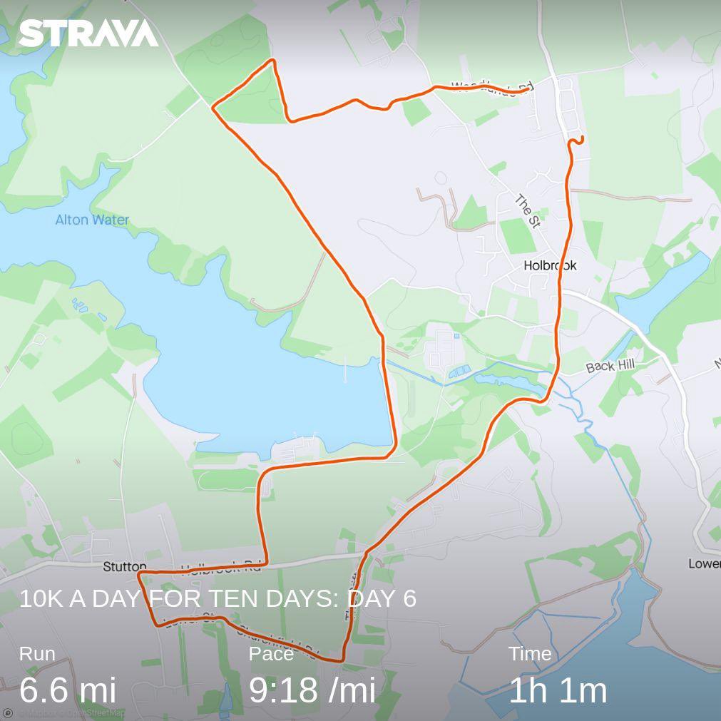 10K A DAY FOR TEN DAYS: DAY 6
🏃🏿🏃🏿🏃🏿😩😩
⁦<a href="/teacher5aday/">#teacher5aday</a>⁩
Check out my run on Strava.
strava.app.link/X6Pe1oJHwIb