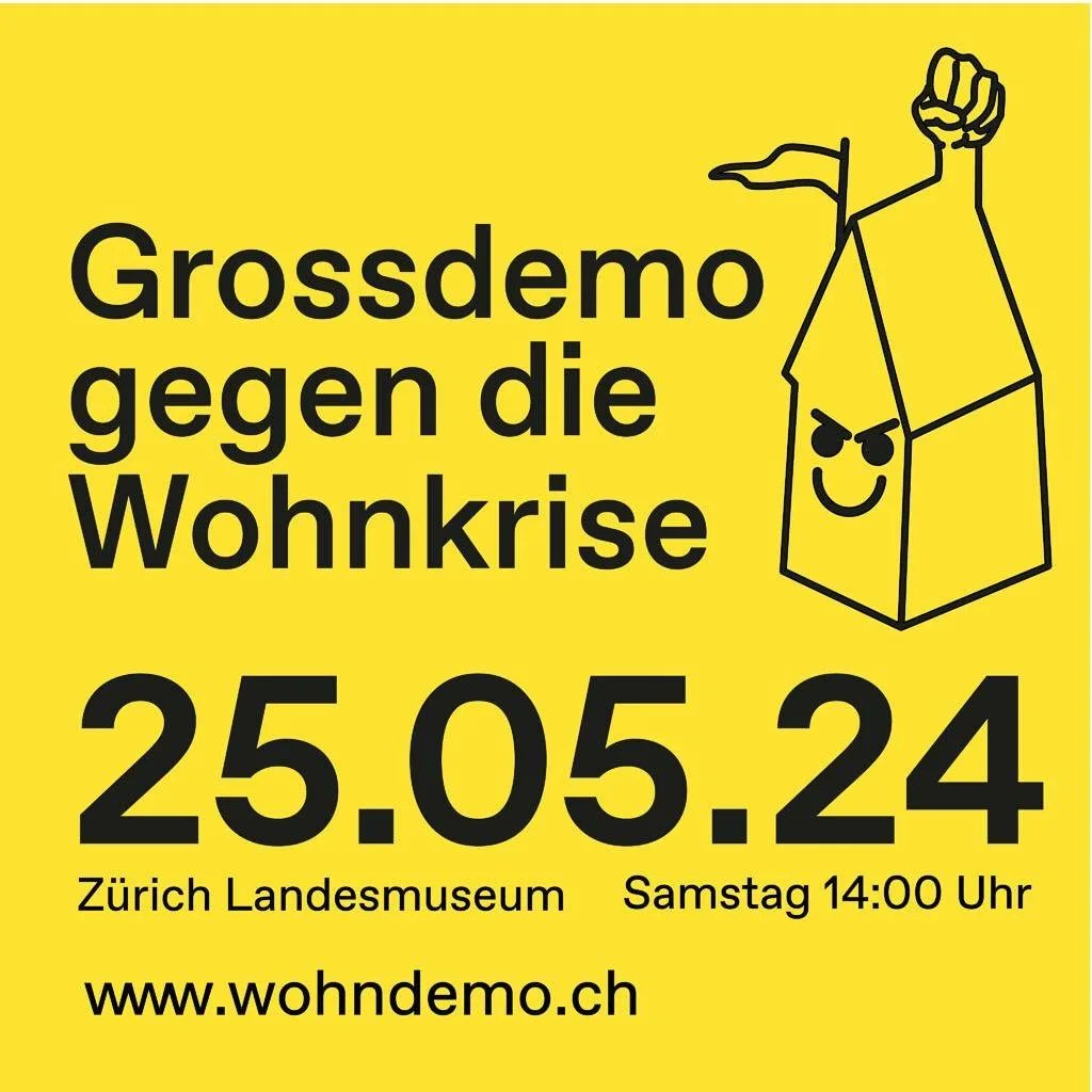 🔥Alle an die Wohndemo am 25.05!
14:00 Landesmuseum, Zürich🔥

Für bezahlbaren Wohnraum, gegen vorzeitigen Abriss und gegen Waldrodung!

Es gibt viele Gründe an die Demo zu kommen!✊

#Wohndemo #WaldstattRepression